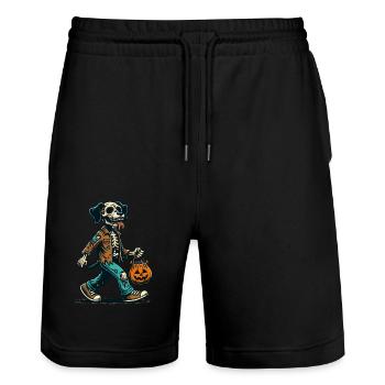 Undead Zombie Dog Trick or Treat Halloween - Stanley/Stella Trainer Unisex Organic Jogging Shorts - black - Front - Nik (191cm) & Marisol (170cm)