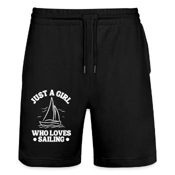 Sailing Ship Sailing Sailing Sailing Sailing Sailboat - Stanley/Stella Trainer Unisex Organic Jogging Shorts - black - Front - Nik (191cm) & Marisol (170cm)