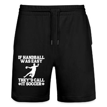 Handball Handballspieler Handballteam Handballfan - Stanley/Stella Unisex Bio Joggingshorts Trainer  - Schwarz - Vorne - Nik (191cm) & Marisol (170cm)