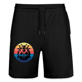 Ladybird - Stanley/Stella Trainer Unisex Organic Jogging Shorts - black - Front - Nik (191cm) & Marisol (170cm)