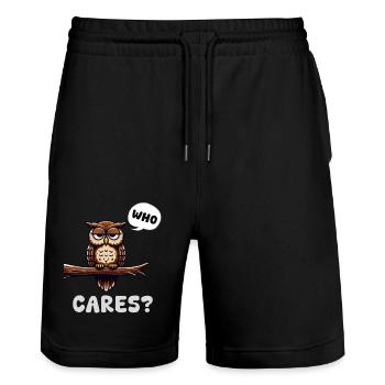 gernevte Eule #whocares - Stanley/Stella Unisex Bio Joggingshorts Trainer  - Schwarz - Vorne - Nik (191cm) & Marisol (170cm)