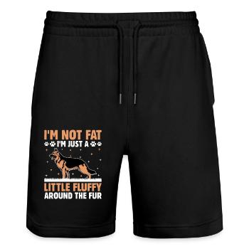 I'm Not Fat I'm Just A Little Fluffy Around The Fu - Stanley/Stella Trainer Unisex Organic Jogging Shorts - black - Front - Nik (191cm) & Marisol (170cm)
