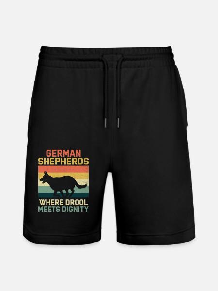 German Shepherds Where Drool Meets Dignity - Stanley/Stella Trainer Unisex Organic Jogging Shorts - black
