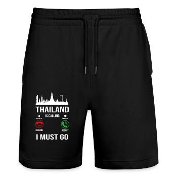 Thaïlande Langue thaïlandaise - Short de jogging bio TRAINER Stanley/Stella unisexe - noir - Devant - Nik (191cm) & Marisol (170cm)