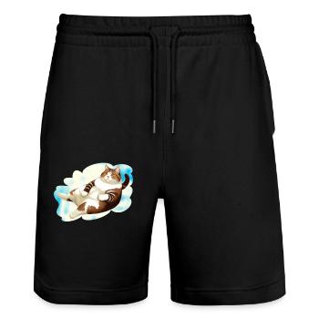 GRAISSE DE CHAT MENSONGE NUAGE - Short de jogging bio TRAINER Stanley/Stella unisexe - noir - Devant - Nik (191cm) & Marisol (170cm)
