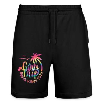 Weekend Girls Trip Beach Vibes 2025 - Stanley/Stella Trainer Unisex Organic Jogging Shorts - black - Front - Nik (191cm) & Marisol (170cm)