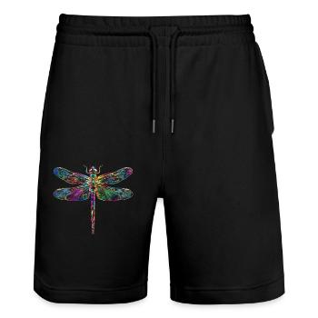 Dragonfly Dragonfly Colorful Wings Cute Dragonflies - Stanley/Stella Trainer Unisex Organic Jogging Shorts - black - Front - Nik (191cm) & Marisol (170cm)