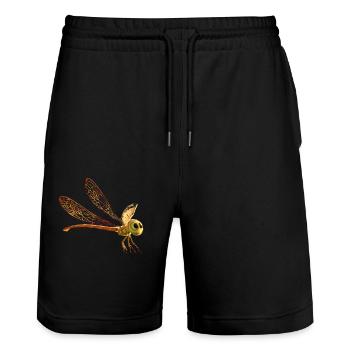 libellule libellule ailes colorées libellules mignonnes - Short de jogging bio TRAINER Stanley/Stella unisexe - noir - Devant - Nik (191cm) & Marisol (170cm)