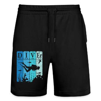 Scuba Diver Tableau périodique Éléments Retro - Short de jogging bio TRAINER Stanley/Stella unisexe - noir - Devant - Nik (191cm) & Marisol (170cm)
