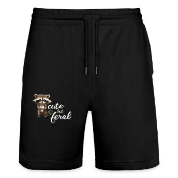 Cute but feral Waschbär Cartoon Kaffeeliebhaber - Stanley/Stella Unisex Bio Joggingshorts Trainer  - Schwarz - Vorne - Nik (191cm) & Marisol (170cm)