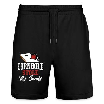 Cornhole Team Bean Bag Player - Stanley/Stella Trainer Unisex Organic Jogging Shorts - black - Front - Nik (191cm) & Marisol (170cm)