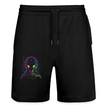 UFO Alien DJ Alien Festival Alien avec écouteurs - Short de jogging bio TRAINER Stanley/Stella unisexe - noir - Devant - Nik (191cm) & Marisol (170cm)