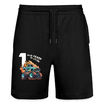 1 Jahr alt & bereit zum Zerquetschen - 1. Geburtstagskind - Stanley/Stella Unisex Bio Joggingshorts Trainer  - Schwarz - Vorne - Nik (191cm) & Marisol (170cm)