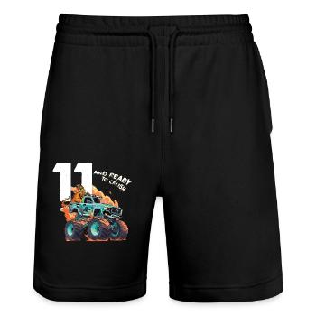 11 Jähriger Bereit Zum Zerquetschen - 11. Geburtstagskind - Stanley/Stella Unisex Bio Joggingshorts Trainer  - Schwarz - Vorne - Nik (191cm) & Marisol (170cm)