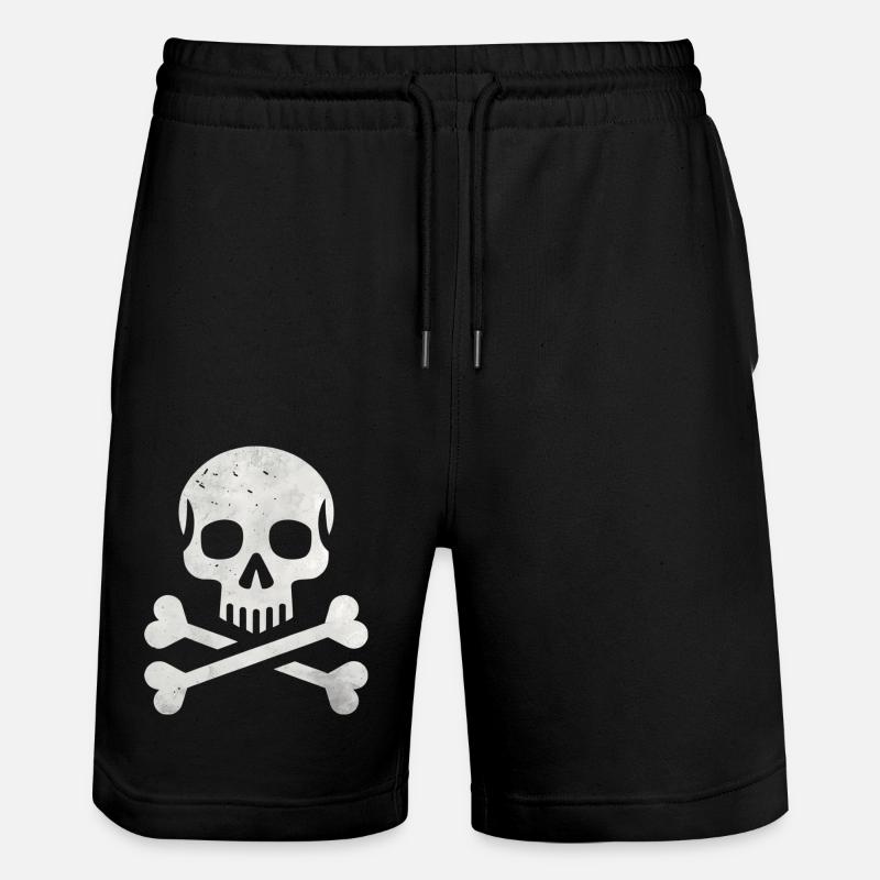 Skull Crossbones Skeleton Pirate - Stanley/Stella Trainer Unisex Organic Jogging Shorts - black