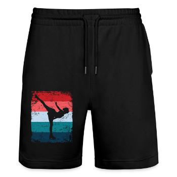 Figure Skating Figure Skating Ice Skating - Stanley/Stella Trainer Unisex Organic Jogging Shorts - black - Front - Nik (191cm) & Marisol (170cm)