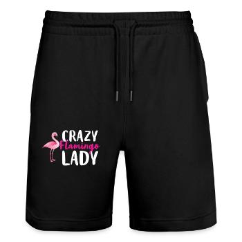 Verrückter Flamingo Dame Watvogel Spezies Liebhaber Wortspiel - Stanley/Stella Unisex Bio Joggingshorts Trainer  - Schwarz - Vorne - Nik (191cm) & Marisol (170cm)