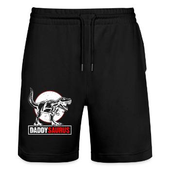 Daddy Saurus T-Rex Dinosaure Hommes Fête des Pères - Short de jogging bio TRAINER Stanley/Stella unisexe - noir - Devant - Nik (191cm) & Marisol (170cm)