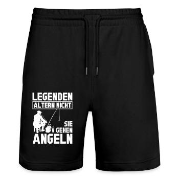 Legenden Altern nicht sie gehen Angeln - Stanley/Stella Unisex Bio Joggingshorts Trainer  - Schwarz - Vorne - Nik (191cm) & Marisol (170cm)