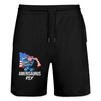 Vierter Juli Nationalfarben Nationalfeiertag USA - Stanley/Stella Unisex Bio Joggingshorts Trainer  - Schwarz - Vorne - Nik (191cm) & Marisol (170cm)