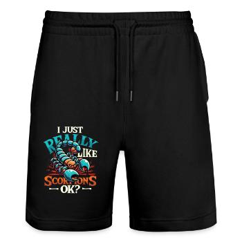Ich Mag Einfach Skorpione - Stanley/Stella Unisex Bio Joggingshorts Trainer  - Schwarz - Vorne - Nik (191cm) & Marisol (170cm)