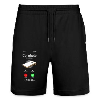 Cornhole Team Bean Bag Player - Stanley/Stella Unisex Bio Joggingshorts Trainer  - Schwarz - Vorne - Nik (191cm) & Marisol (170cm)