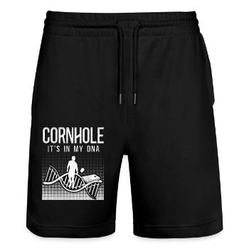 Cornhole Team Bean Bag Player - Stanley/Stella Trainer Unisex Organic Jogging Shorts - black - Front - Nik (191cm) & Marisol (170cm)
