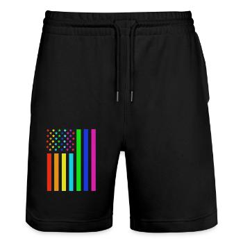 4 juillet Couleurs nationales Fête nationale des États-Unis - Short de jogging bio TRAINER Stanley/Stella unisexe - noir - Devant - Nik (191cm) & Marisol (170cm)