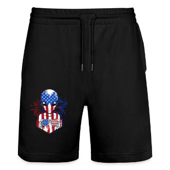 Vierter Juli Nationalfarben Nationalfeiertag USA - Stanley/Stella Unisex Bio Joggingshorts Trainer  - Schwarz - Vorne - Nik (191cm) & Marisol (170cm)