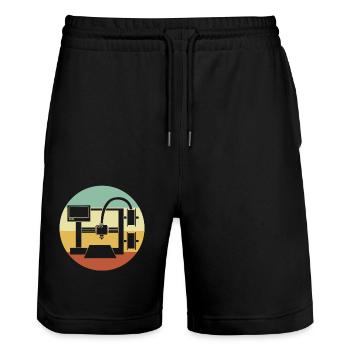 3D Druck - Stanley/Stella Unisex Bio Joggingshorts Trainer  - Schwarz - Vorne - Nik (191cm) & Marisol (170cm)