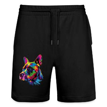 Pitbull Bulldog Bright Colors Pitbull Terrier - Stanley/Stella Trainer Unisex Organic Jogging Shorts - black - Front - Nik (191cm) & Marisol (170cm)