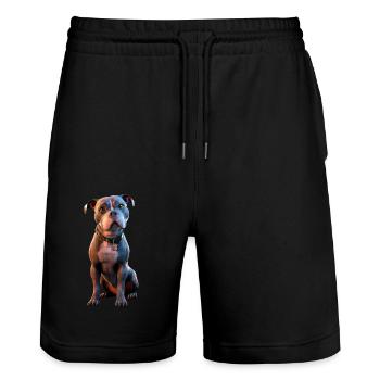 Pitbull Bulldog Pittie American Pitbull Terrier - Short de jogging bio TRAINER Stanley/Stella unisexe - noir - Devant - Nik (191cm) & Marisol (170cm)