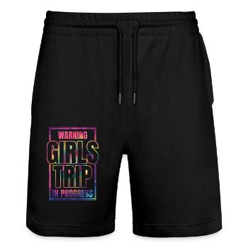 Attention Girls Trip en cours - Short de jogging bio TRAINER Stanley/Stella unisexe - noir - Devant - Nik (191cm) & Marisol (170cm)