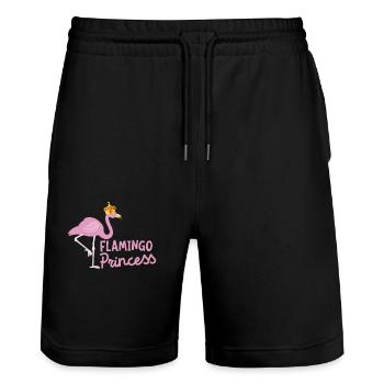 Princesse flamant rose Magnifique couronne échassier amoureux des oiseaux - Short de jogging bio TRAINER Stanley/Stella unisexe - noir - Devant - Nik (191cm) & Marisol (170cm)