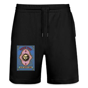 Tarot Time Is My Happy Hour Cartomancy Tarot Card - Stanley/Stella Unisex Bio Joggingshorts Trainer  - Schwarz - Vorne - Nik (191cm) & Marisol (170cm)