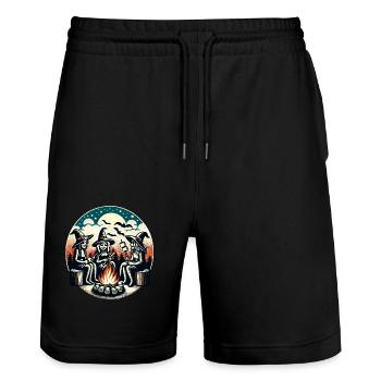 Camping feu de camp Vintage sorcières Design - Short de jogging bio TRAINER Stanley/Stella unisexe - noir - Devant - Nik (191cm) & Marisol (170cm)