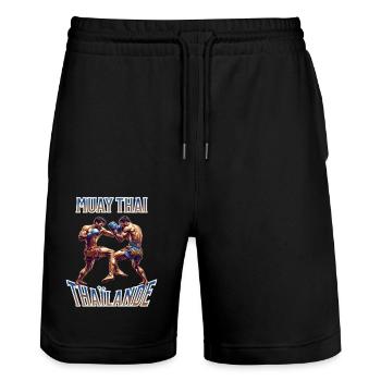 Muay thai , Boxe thaïlandaise - Short de jogging bio TRAINER Stanley/Stella unisexe - noir - Devant - Nik (191cm) & Marisol (170cm)