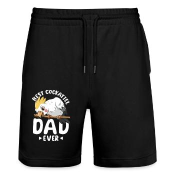 Meilleur papa calopsitte de tous les temps - Short de jogging bio TRAINER Stanley/Stella unisexe - noir - Devant - Nik (191cm) & Marisol (170cm)