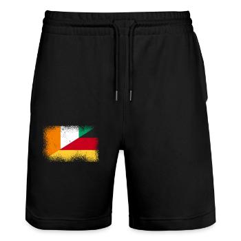 Elfenbeinküste Deutschland - Stanley/Stella Unisex Bio Joggingshorts Trainer  - Schwarz - Vorne - Nik (191cm) & Marisol (170cm)