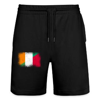 Côte d’Ivoire Italie - Short de jogging bio TRAINER Stanley/Stella unisexe - noir - Devant - Nik (191cm) & Marisol (170cm)