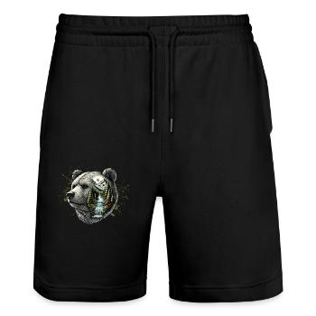 Wilderness Inside the Bear Retro Vintage - Stanley/Stella Trainer Unisex Organic Jogging Shorts - black - Front - Nik (191cm) & Marisol (170cm)