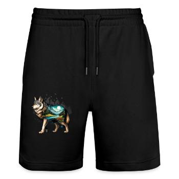Wilderness Inside the Bear Retro Vintage - Stanley/Stella Trainer Unisex Organic Jogging Shorts - black - Front - Nik (191cm) & Marisol (170cm)
