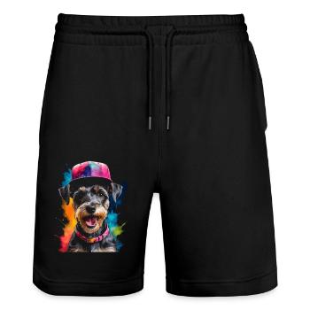 Miniature Schnauzer Snapback Cap Chien Animal Design Print - Short de jogging bio TRAINER Stanley/Stella unisexe - noir - Devant - Nik (191cm) & Marisol (170cm)