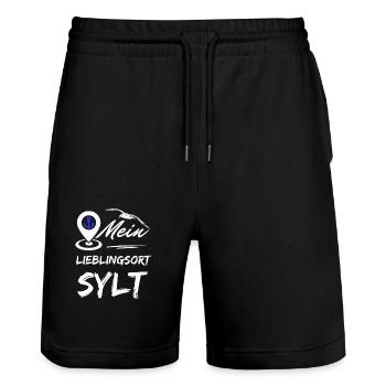 Sylt mon endroit préféré-l’île préférée Sylt-Möwe - Short de jogging bio TRAINER Stanley/Stella unisexe - noir - Devant - Nik (191cm) & Marisol (170cm)