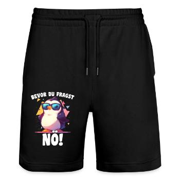 Avant que vous ne demandiez : Non ! Lunettes de soleil à motif pingouin - Short de jogging bio TRAINER Stanley/Stella unisexe - noir - Devant - Nik (191cm) & Marisol (170cm)
