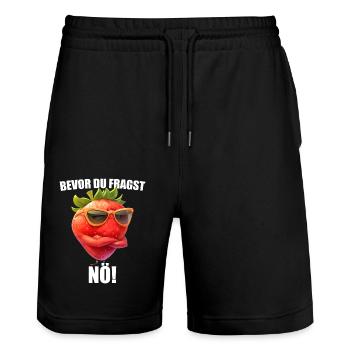 Avant que vous ne demandiez : Non ! Lunettes de soleil fraise Graphique - Short de jogging bio TRAINER Stanley/Stella unisexe - noir - Devant - Nik (191cm) & Marisol (170cm)