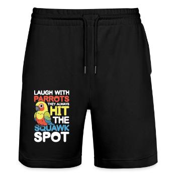 Laugh With Parrots für einen Vogelliebhaber - Stanley/Stella Unisex Bio Joggingshorts Trainer  - Schwarz - Vorne - Nik (191cm) & Marisol (170cm)