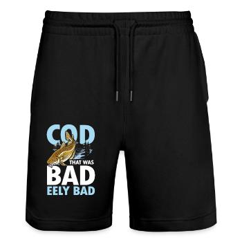 Cod That Was Bad Eely Bad für eine Anglerin - Stanley/Stella Unisex Bio Joggingshorts Trainer  - Schwarz - Vorne - Nik (191cm) & Marisol (170cm)