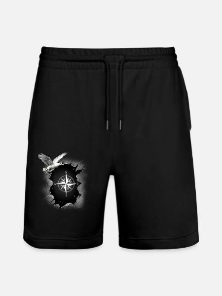 maritim Möwe Kompass Möwen Windrose - Stanley/Stella Unisex Bio Joggingshorts Trainer  - Schwarz