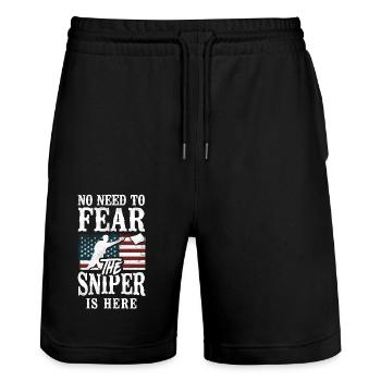 Cornhole Team Bean Bag Player - Stanley/Stella Unisex Bio Joggingshorts Trainer  - Schwarz - Vorne - Nik (191cm) & Marisol (170cm)